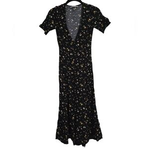 Reformation Locklin Dress Black Floral Size‎ 0